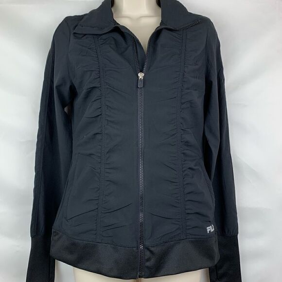Fila Sport black ruched full zip athletic jacket - Picture 1 of 7
